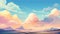 Vibrant Landscape Illustration: Breezy Abstract Background With Colorful Gradients