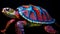 Vibrant Leatherback Sea Turtle Photography On Black Background