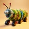 Vibrant Lego Caterpillar With Cartoon Abstraction Style
