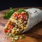 Vibrant Lensbaby Optics: Colorful Burrito Filled With Meat, Beans, And Rice