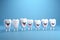 A vibrant lineup of toothbrushes featuring delightful smiles, encouraging dental care, bright picture of white cute funny smiling