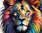 Vibrant Lion Portrait in Abstract Colors. Created with Generative AI