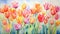 Vibrant and Lively Watercolor Tulip Set AI Generated