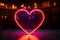 Vibrant love display Neon hearts sign adds flair to the black canvas