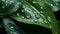 Vibrant, lush, green foliage with water droplets scattered across the leaves, AI-generated.