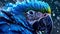 Vibrant macaw flies through powder cloud