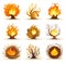 Vibrant Mageweave: Fire and Wood Icons on Spiritual Landscape AI Generated