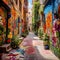 Vibrant Magical Alleyway in Madrid