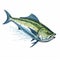 Vibrant Mahi Mahi Fish Illustration With Expressive Facial Expression