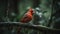 A vibrant male Northern Cardinal perching on a snowy branch generated by AI