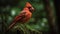 A vibrant male Northern Cardinal perching on a winter branch generated by AI