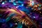 Vibrant Mardi Gras Costumes: Feathers, Sequins, and Glitter in Macro Detail