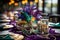 Vibrant Mardi Gras Extravaganza: Festive Table with Masks, Feathers, and Decorations