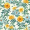 Vibrant Marigold and Capri Blue Floral Seamless Pattern