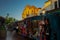 Vibrant market stands on Olvera Street in Los Angeles, California