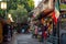 Vibrant market stands on Olvera Street in Los Angeles, California