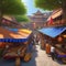 A vibrant marketplace in a foreign land, with colorful tents and exotic goods, bustling with activity and cultural richness3