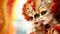 Vibrant masquerade ball at venice carnival with ornate masks and costumes in a captivating photo