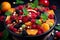 Vibrant Medley Salad with Colorful Fruits and Nuts. Generative Ai