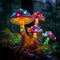 Vibrant and Mesmerizing Mushrooms in a Dense Forest