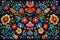 Vibrant Mexican floral embroidery pattern