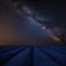 Vibrant Milky Way composite image over landscape of Lavender fie