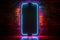 Vibrant mobile phone neon symbol adorns brick wall, exuding modern communication charm.