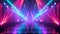 Vibrant Modern futuristic concert stage with dynamic neon purple blue red illumination. Modern Night Club. Concept of