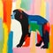 Vibrant Monkey: An Abstract Painting In The Style Of Botero And Buren