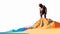 Vibrant Monkey Illustration On Painted Hill - Desertwave Style