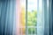 Vibrant morning scene, curtains and colorful windows, home concept