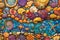 Vibrant mosaic artwork featuring variety of colorful marine life forms