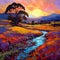 Vibrant Mosaic Australian Landscape Oil Painting By Erin Hanson