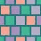 Vibrant mosaic style hand painted coral, purple and green tiles. Seamless geometric vector pattern on teal background