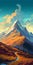 Vibrant Mountain Illustration In Concept Art Style