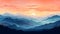 Vibrant Mountain Landscape Vector Background With Summer Sunset