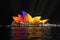 Vibrant moving colour on Sydney Opera House during Vivid Sydney