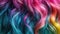 Vibrant multicolored hair close up texture background