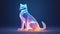 Vibrant multicolored polygonal cat on gradient background, captivating geometric cat statue