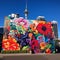 Vibrant Mural in Auckland's Bustling Street