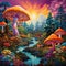 Vibrant Mushroom Landscape