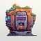 Vibrant Neo-traditional Sci-fi Art: Detailed Cartoonish House And Character Design
