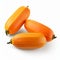 Vibrant Neogeo Art: Three Orange Papaya Pieces On White Background