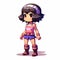 Vibrant Neogeo Girl Character Designs With Dark Violet And Light Beige