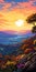 Vibrant Neogeo Illustrations Capture Romantic Mountain Sunsets