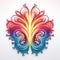 Vibrant Neon Abstract Flower Baroque Style Paper Sculpture