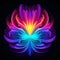 Vibrant Neon Abstract Flower With Cosmic Symbolism
