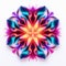 Vibrant Neon Abstract Flower Hypnotic Symmetry On White Background