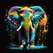 Vibrant Neon Colored Elephant Artwork