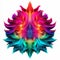 Vibrant Neon Colored Morphing Flower In Futuristic Symmetrical Composition